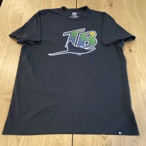 47 brand shirt Retro Tampa Ray's Men's XL Black Throwback Stingray Logo T-shirt